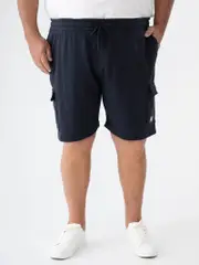 Big Mens Elastic Waist Fleece Shorts Navy