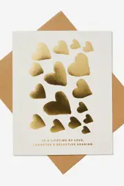 [Typo] Typo - Premium Wedding Card - Hearts lifetime of love gold foil SOLID HEARTS LIFETIME OF LOVE GOLD FOIL