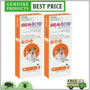 BRAVECTO Spot On 4.5 to 10 Kg 2 Doses ORANGE Pack Tick Flea Protection for Dogs