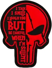 Ysmzzmsy 1 PCS Skull PVC Rubber Morale Patch with Hook Backing ，Funny Tactical 3D Patch for Backpacks，Army Vests, Hats, and Helmets - Cool PVC Rubber Patch Boosts Moral (Red)