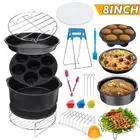 8 in Air Fryer Accessories Frying Cage Dish Baking Pan Rack Pizza Tray Pot TOP