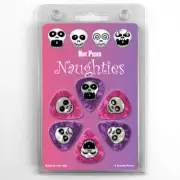 Hot Picks "NAUGHTIES" Guitar 6 Pick Pack, Medium, Clamshell Pics Skulls