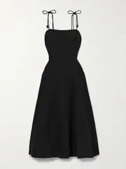 [Ulla Johnson] Ulla Johnson - Batista Cotton, Linen And Silk-blend Poplin Midi Dress - Black - US6 US 6 Black