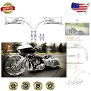 Clear Convex Chrome Mirrors with 360-Degree Adjustment for Harley Motorcycles