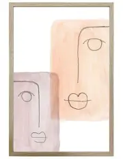 [Willow & Silk] Small Abstract Faces Framed Print Wall Art in Multi
