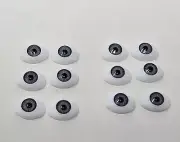 6 Pair VTG Zims 6mm Iris Realistic Blue Gray Oval Plastic Human Craft Dolly Eyes
