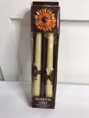 TWO Vintage Thanksgiving Turkey Candles, 10” Taper. Hand Painted, K-Mart, New