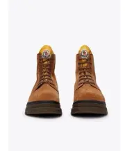 MONCLER ULYSSE SCARPA Brown/Yellow Leather Hiking Boots EU 41 US 8 MSRP $795 NEW