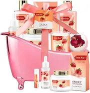Bath and Body Luxury Bath Set- Home Spa Gift Basket with Sweety Strawberry - Rich in Jojoba oil & Shea Butter with Shower Gel Bath Salt Body Lotion, Lip Balm, Body Oil More, Bath Sets for Women Gift