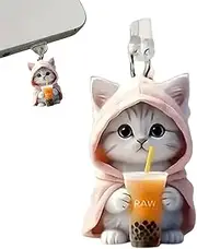 USB C Port Cover, Charging Protector with Cat Pendants, Anti Dust Plugs USB C Caps Protector Charm for Type-C Cell Phone