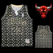 CHICAGO BULLS NBA BLACK AND GOLD MICHAEL JORDAN 23 JERSEY #2 SIZE SMALL