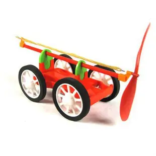 【小七】紅橡皮筋車 風力實驗車小車 手工技比賽車模 紅色橡皮筋動力車 129元