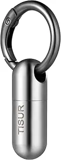 TISUR Micro Keychain Pill Holder. Titanium Pill Case Waterproof Pill Fob for Emergency Aspirin & Nitroglycerin for Travel Purse Pocket (Tiny)