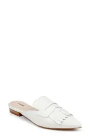 L'AGENCE Barbe II Pointed Toe Kiltie Fringe Loafer Mule in Pearl Leather at Nordstrom, Size 8