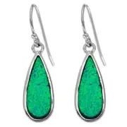 Australian Opal Inlay 925 Solid Genuine Sterling Silver Earrings Jewelry EO2