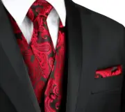 Men's APPLE PAISLEY FORMAL TUXEDO VEST TIE HANKIE Wedding Prom Cruise Homecoming