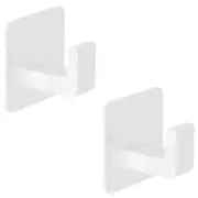 Square Self Adhesive Towel Hooks - Matte White Adhesive Hooks Heavy Duty Bath...