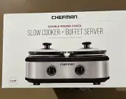 Chefman Double Slow Cooker & Buffet Server 2 x2.5 Quart Removable Oval Crocks