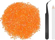 uxcell 5000pcs Flatback Rhinestones Resin, SS6 2mm Resin Rhinestones Bulk Round Shine Gems with Pickup Tools for DIY Nail Art Tumblers Mugs Clothes, Orange-Red