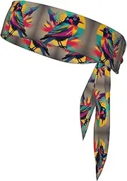 Colorful Bird Sports Strap Double-Sided Headscarf Men's Bow Tie Sports Headscarf Running Yoga Exercise Headband