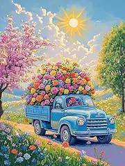 Maysurban Painting by Numbers Adults Children Beginners/from 6 7 8 9 10 Years Girls, DIY Hand Painted Oil Painting Kits on Canvas, 40 x 50 cm Without Frame, Flower Trolley