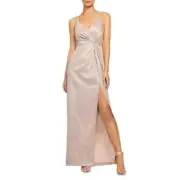 NWT AIDAN BY AIDAN MATTOX Metallic Twist Front Dusty Rose Formal Dress 2 $220