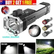 Multifunctional Flashlight Safety Hammer Magnet COB Side Light Work Torch LaNJ