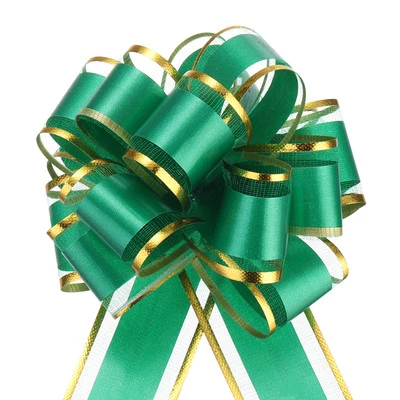 5pcs 4 Inch Large Big Pull Bow Gift Wrapping Bows Ribbon for Christmas, Green