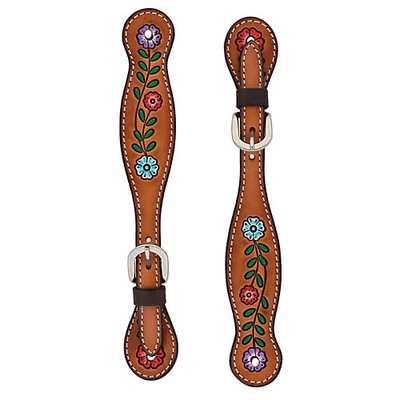 Weaver Leather Weaver Turq Cross Floral Vine Ladies Spur Straps