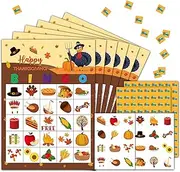 Thanksgiving Bingo Party Game Cards, Thanksgiving Party Favor Decor, 24 Players for Kids Party Games Supplies, Fall Classroom Family Activities-11
