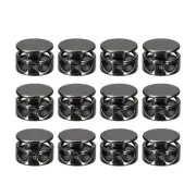 12pcs Metal Spring Cord Locks Fastener Toggles Stopper Black
