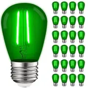 Luxrite 24-Pack S14 Edison LED Green Light Bulb for String Lights 0.5W UL E26