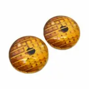 40mm Golden Robot Eye Flatback Cabochons for Jewelry Making, Dolls, Taxidermy