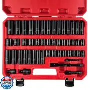 EACELIY 3/8" Drive Impact Socket Set (49PCS(5/16"-3/4",8mm-22mm))