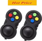GLACELY Fidget Pad - 9 Fidget Features - Perfect For Skin Picking, ADD, ADHD, Anxiety and Stress Relief - Multi Color Rainbow on Black