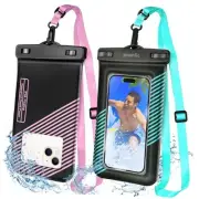 Floating Waterproof Phone Pouches Bags, IPX8 Floatable Cell Phone Cyan+Pink
