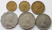 在飛比找露天拍賣優惠-真品古玩錢幣 青年女王版 香港1970-1980年代硬幣6枚