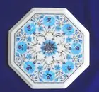 2'x2' Marble coffee Console Table Top Turquoise Marquetry Inlay Hallway Decor