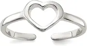 [JewelryWeb] 925 Sterling Silver Polished Love Heart toe ring 1.75mm Wide-toe ring for Women