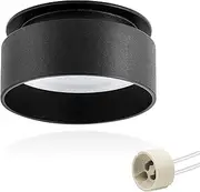 KYOTECH LED Ceiling Spotlight with Indirect Light Including GU10 Socket Surface-Mounted Flat LED Surface-Mounted Round Black with Large Light Surface Installation Design Spot Recessed Spotlight Frame