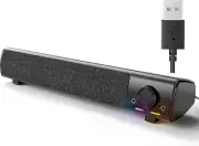 Computer Speakers, USB Powered 3.5Mm AUX PC Sound Bar for Desktop Monitor, Gamin