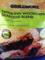 New GRILLWORX Outdoor BBQ Smoking Wood chips Mild 900gm SEAFOOD Oak/Alder Blend
