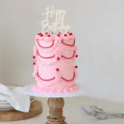"Happy Birthday" Gold / Clear Layered Cake Topper