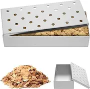 2Pcs Wood Chip Smoker Box, Stainless Steel Smoker Box, Enhance Grilling Flavors Grill and Smoker Accessories for Use with Wood Chips to Add Smoky BBQ Flavor to Gas or Charcoal Grills 9 x 4inch