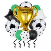 15Pcs Soccer Theme Balloon Decorating Set Champion Cup Soccer Shaped Foil Balloons