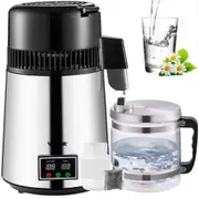 VEVOR 1.1 Gal Water Distiller, 0.3 Gal/H, 750W Distilled Water Maker Machine 0-99H Timing Set Temp Display, 304 Stainless Steel Countertop Distiller G