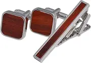 [JYHLSHBA] Cufflinks For Men 1 Pair Of Men'S Shirt Cufflinks Mahogany Cufflinks Tie Clip Log Cufflinks