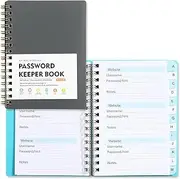 OSYLICT Password Book with Alphabetical Tabs,A6 Hardcover Small Password Books for Seniors,Password Organizer for Computer Logbook Journal Website Internet Address Login (Grey)