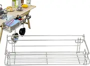Folding Camping Table - Stainless Steel Camping Table Drain Basket - Foldable Basket Rack | Portable Hanging Desktop Storage Shelf | Outdoor Accessories Extension Racks for Picnic Outdoors Act