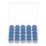 Prewound Sewing Bobbin Thread Set of 25pcs with Storage Plastic Case, Blue